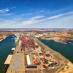 Aerial view to global container terminal in Bayonne