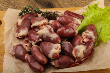 Raw chicken hearts
