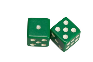 Two dice showing one and five
