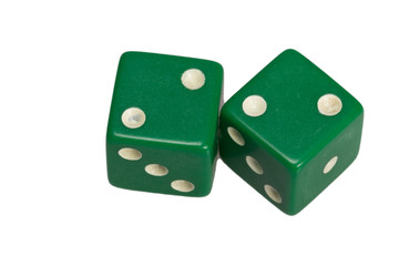 Two dice showing two deuces