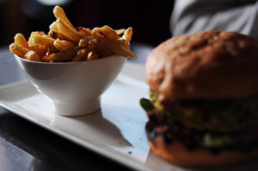 French fries and burger