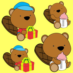 sweet lovely baby beaver cartoon diaper set in vector format © MARCO HAYASHI