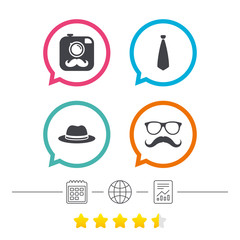 Hipster photo camera icon. Glasses symbol.