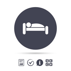 Human in bed icon. Rest place. Sleeper symbol.