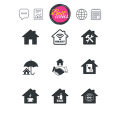 Real estate icons. House insurance sign.