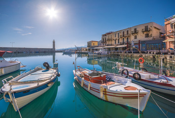 Fototapeta na wymiar Old Venetian harbor of Rethimno, Crete, Greece
