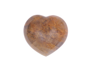 Golden healer quartz heart isolated on white background