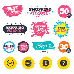 Information icons. Stop prohibition symbol.