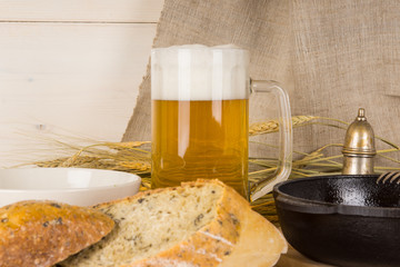 man's dinner - fried eggs and beer