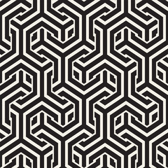 Vector Seamless Interlacing Lines Pattern. Repeating Geometric Background With Hexagonal Lattice.