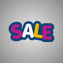 Cartoon isolated sign sale, price tag icon on transparent background vector illustration