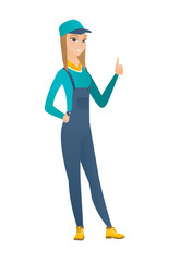 Mechanic giving thumb up vector illustration.