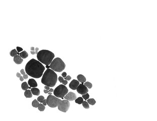 水墨画　花　あじさい