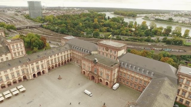 Drone flight over Mannheim University castle

