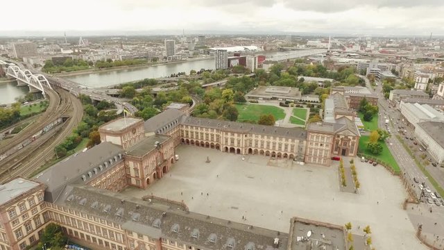 Drone flight over Mannheim University castle
