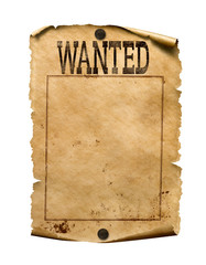 Wanted for reward poster 3d illustration isolated