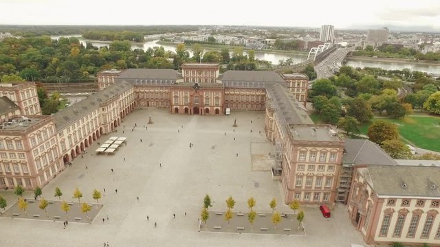 Drone flight over Mannheim University castle
