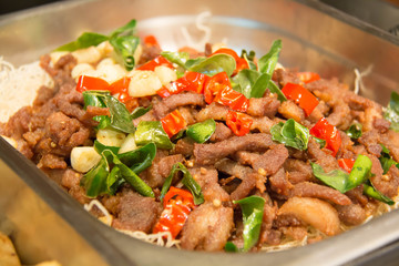 Fried meat with herbs