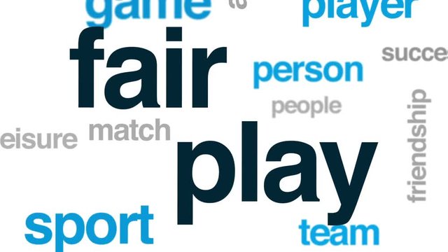 Fair play animated word cloud, text design animation.