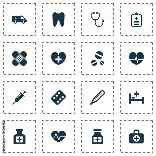 "Antibiotic Icons Set. Collection Of Mercury, Drug, Rhythm And Other Elements. Also Includes