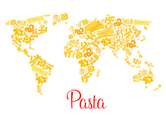 Fototapeta premium Pasta or italian macaroni vector world map