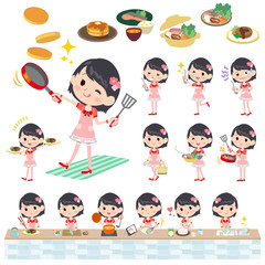 Pop idol in red costume cooking