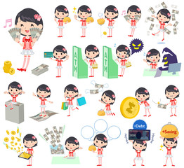 Pop idol in red costume money