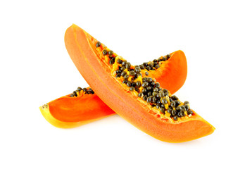 papaya on white background