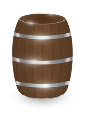 real wood barrel on a white background 