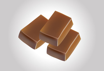caramel candies on white