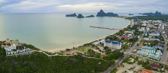 Naklejka premium aerial view of prachuap khiri khan province southern of thailand