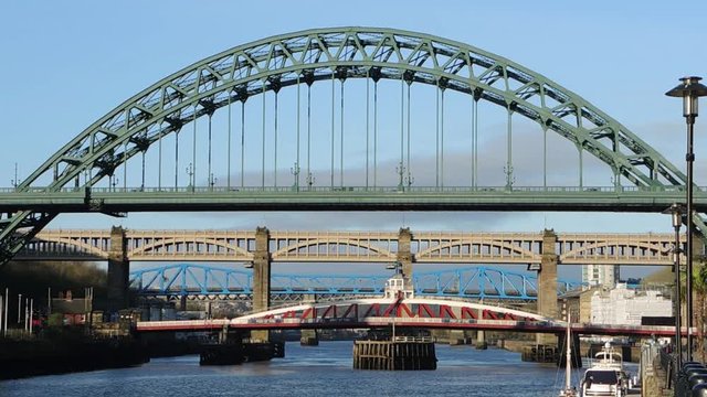 Newcastle upon Tyne, England, United Kingdom. The bridges over the river Tyne.