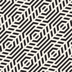 Vector Seamless Pattern. Repeating Lattice Abstract Background. Linear Grid From Striped Hexagonal Elements.