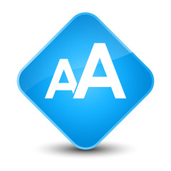 Font size icon elegant cyan blue diamond button