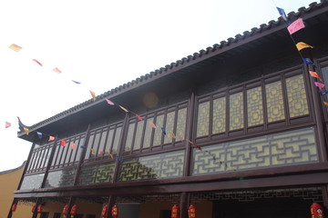 Wall of Windows inside a Chinese Temple in Jiangsu Province