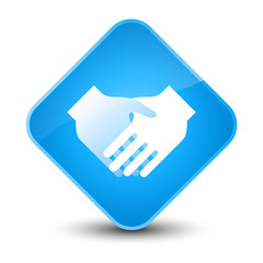 Handshake icon elegant cyan blue diamond button