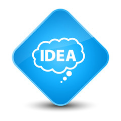 Idea bubble icon elegant cyan blue diamond button
