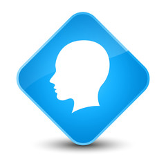 Head female face icon elegant cyan blue diamond button