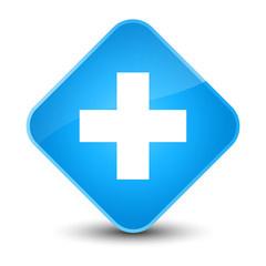 Plus icon elegant cyan blue diamond button