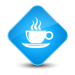 Coffee cup icon elegant cyan blue diamond button