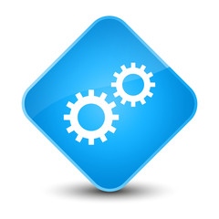 Process icon elegant cyan blue diamond button