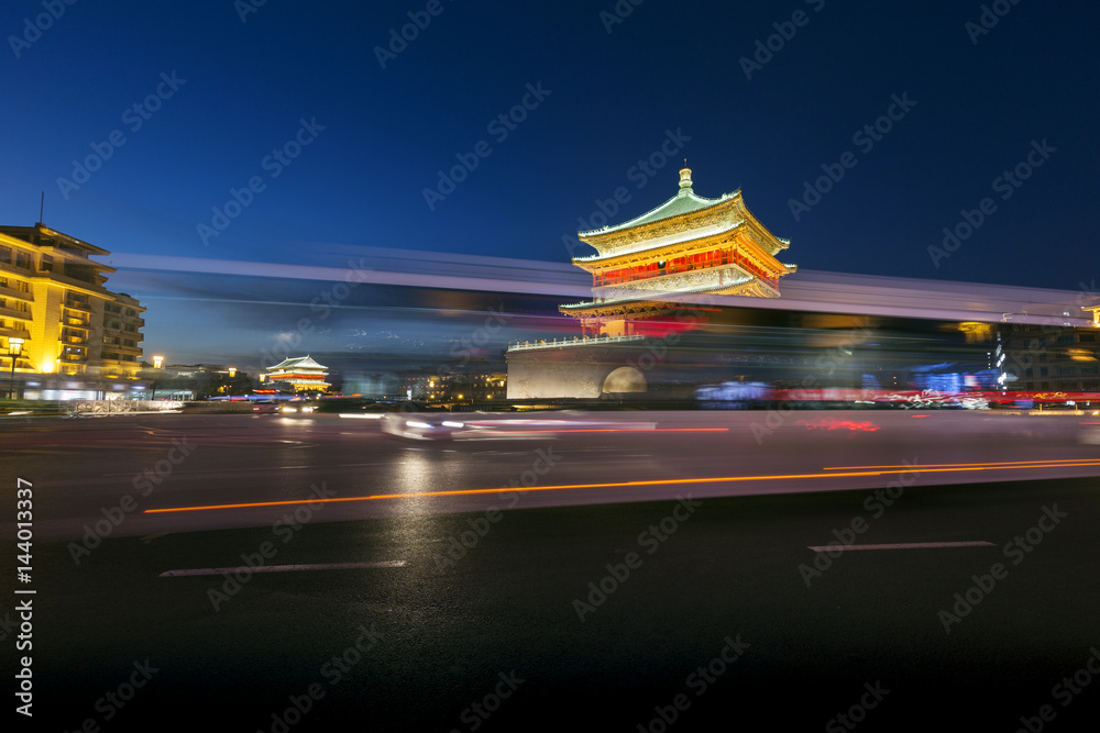 Wall mural xi'an city building at night