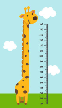 Meter wall with giraffe. illustration.