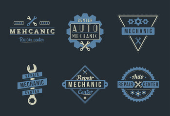 Auto mechanic logo set 