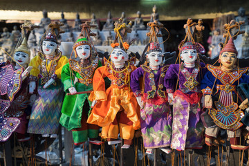 Traditional handicraft puppets souvenir in Mandalay, Myanmar