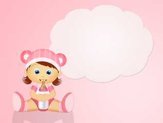Naklejka premium baby female with baby bottle