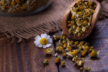 Dried chamomile flowers