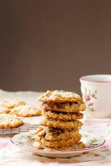 crispy oatmeal chocolate chip cookies.style rustic