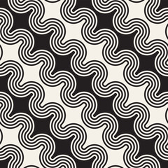 Seamless wavy lines pattern. Repeating vector texture. Stylish stripes background. Contemporary graphics with parallel waves.