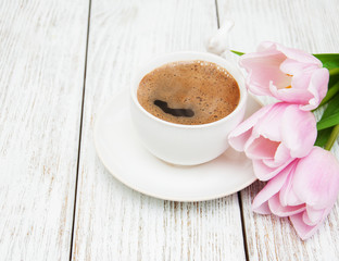 Coffee and tulips